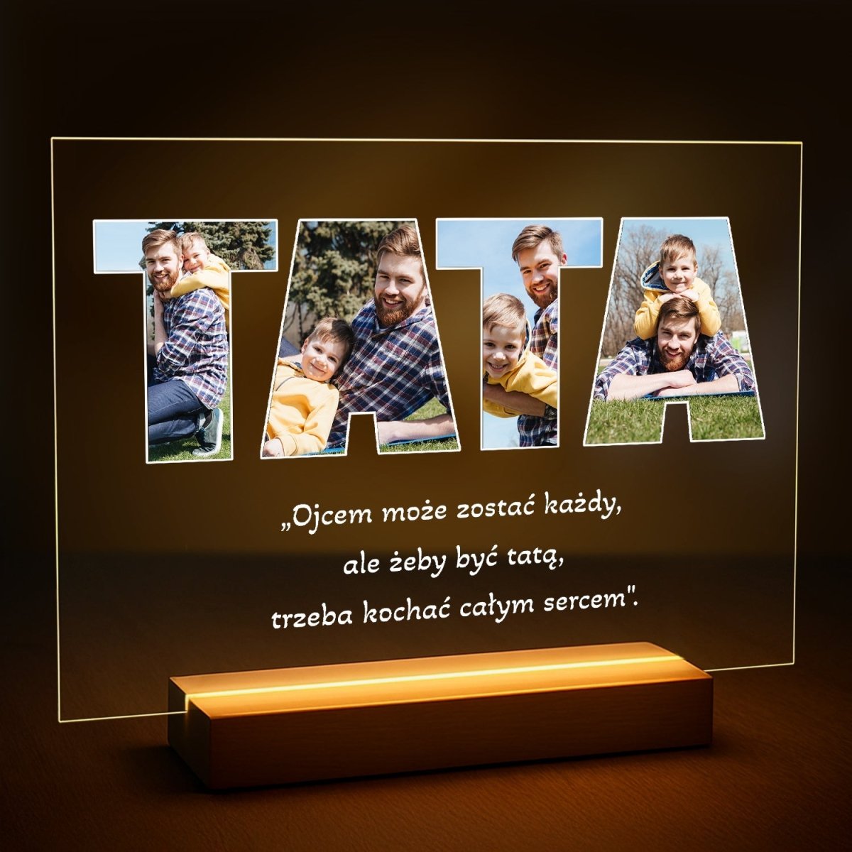 Image of Kolaż dla taty w formie napisu - druk na szkle z Twojego zdjęcia - Wymaluj Prezent