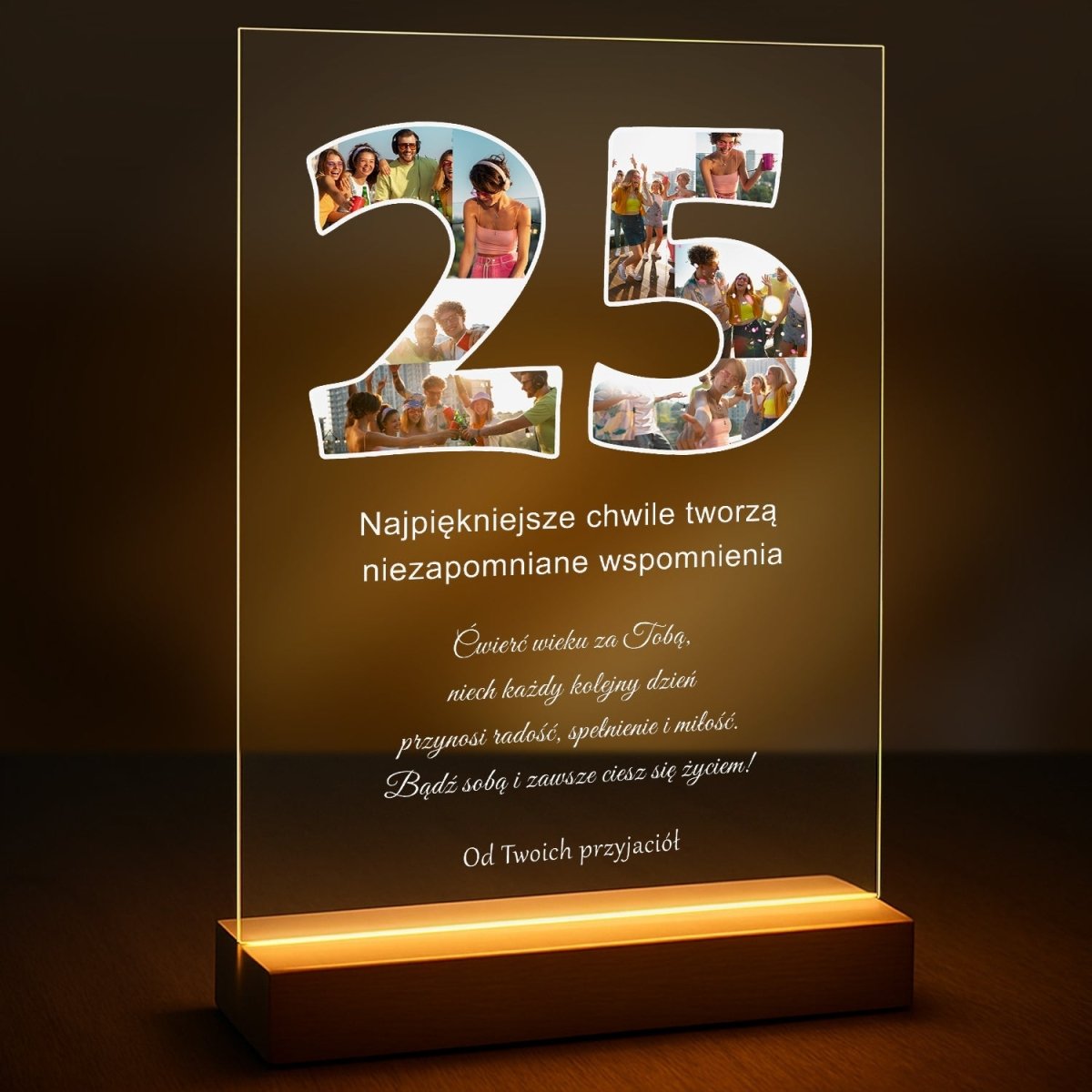 Image of Kolaż na 25 urodziny - druk na szkle z Twojego zdjęcia - Wymaluj Prezent