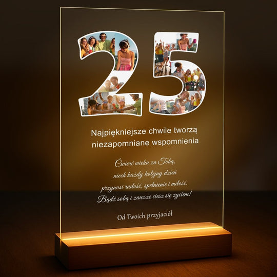 Kolaż na 25 urodziny - druk na szkle z Twojego zdjęcia