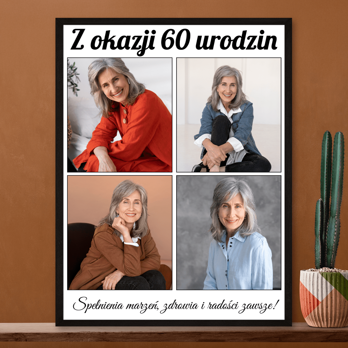 Image of Kolaż z okazji 60 urodzin - plakat z Twojego zdjęcia - Wymaluj Prezent