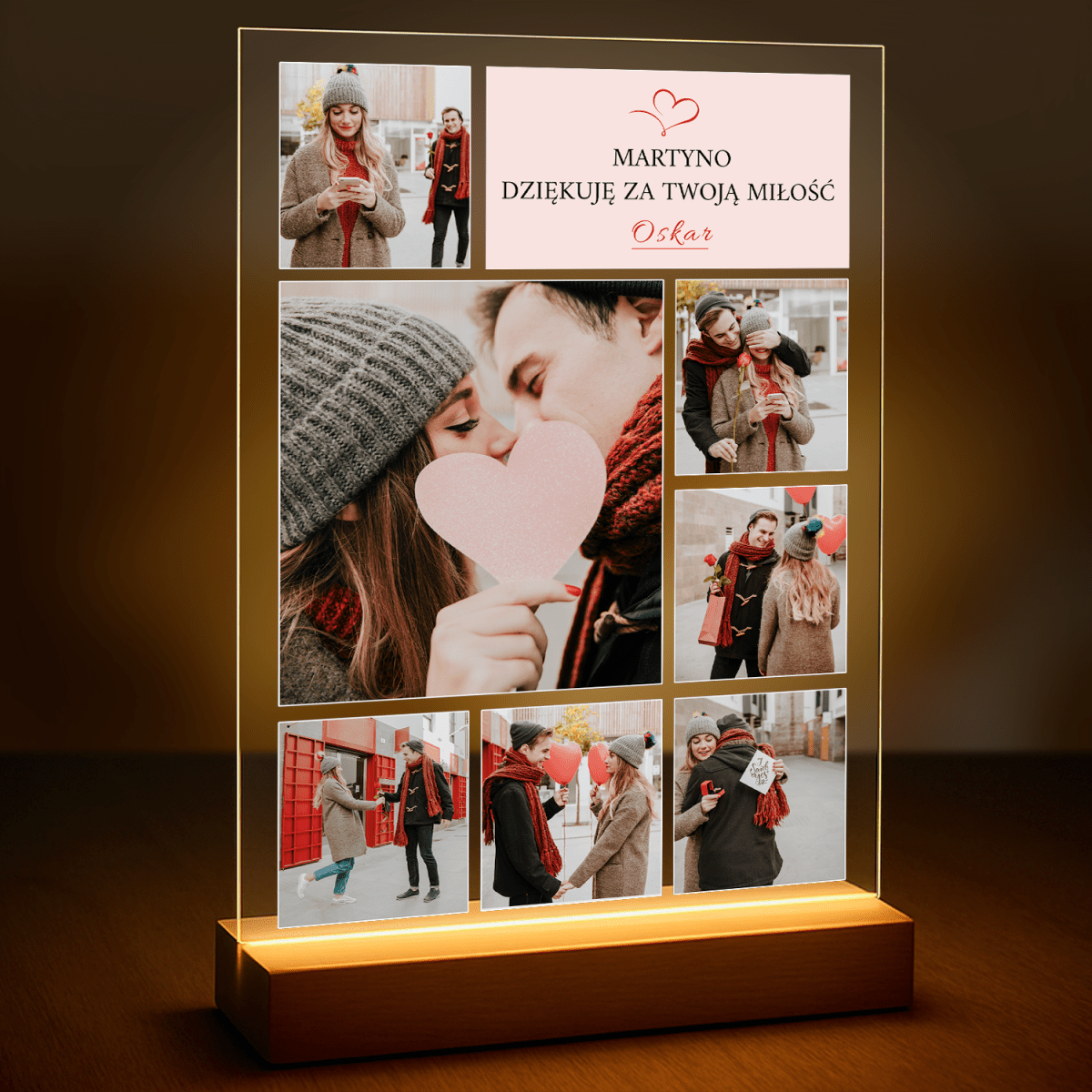 Image of Kolaż ze zdjęć dla zakochanych - druk na szkle z Twojego zdjęcia - Wymaluj Prezent