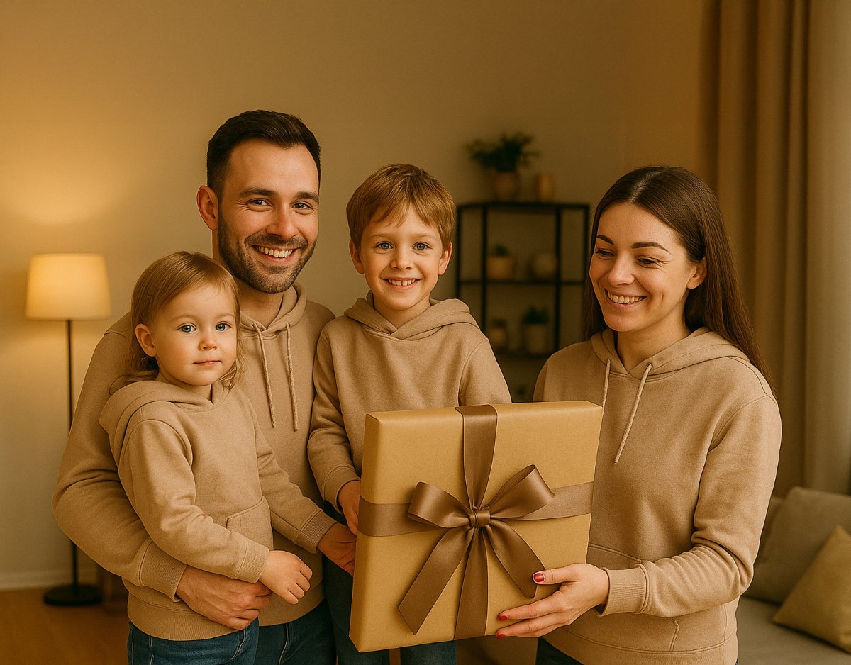 Kolorowy szkic rodziny - obraz na płótnie z Twojego zdjęcia - Wymaluj Prezent