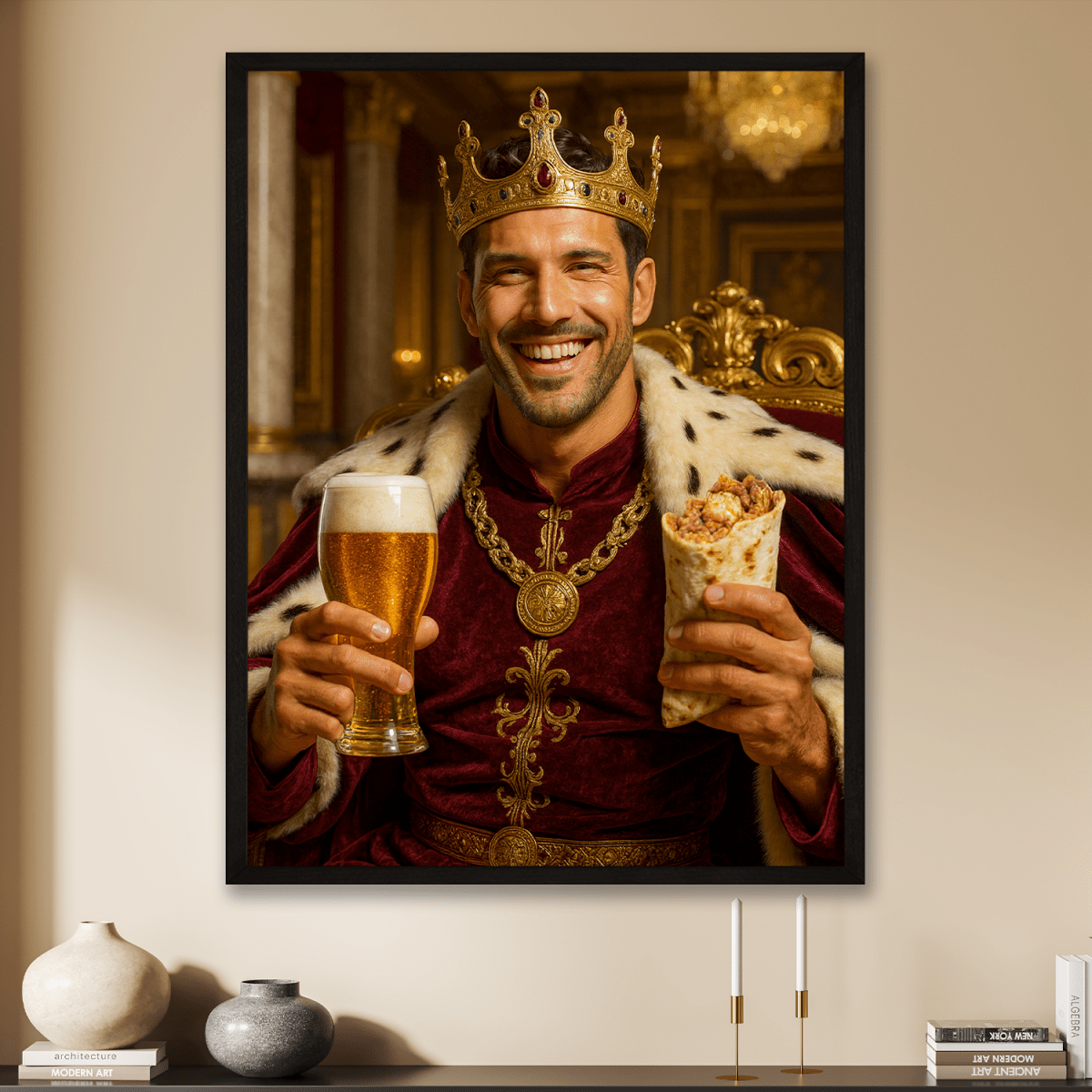 Image of Król z piwem i kebabem - plakat z Twojego zdjęcia - Wymaluj Prezent