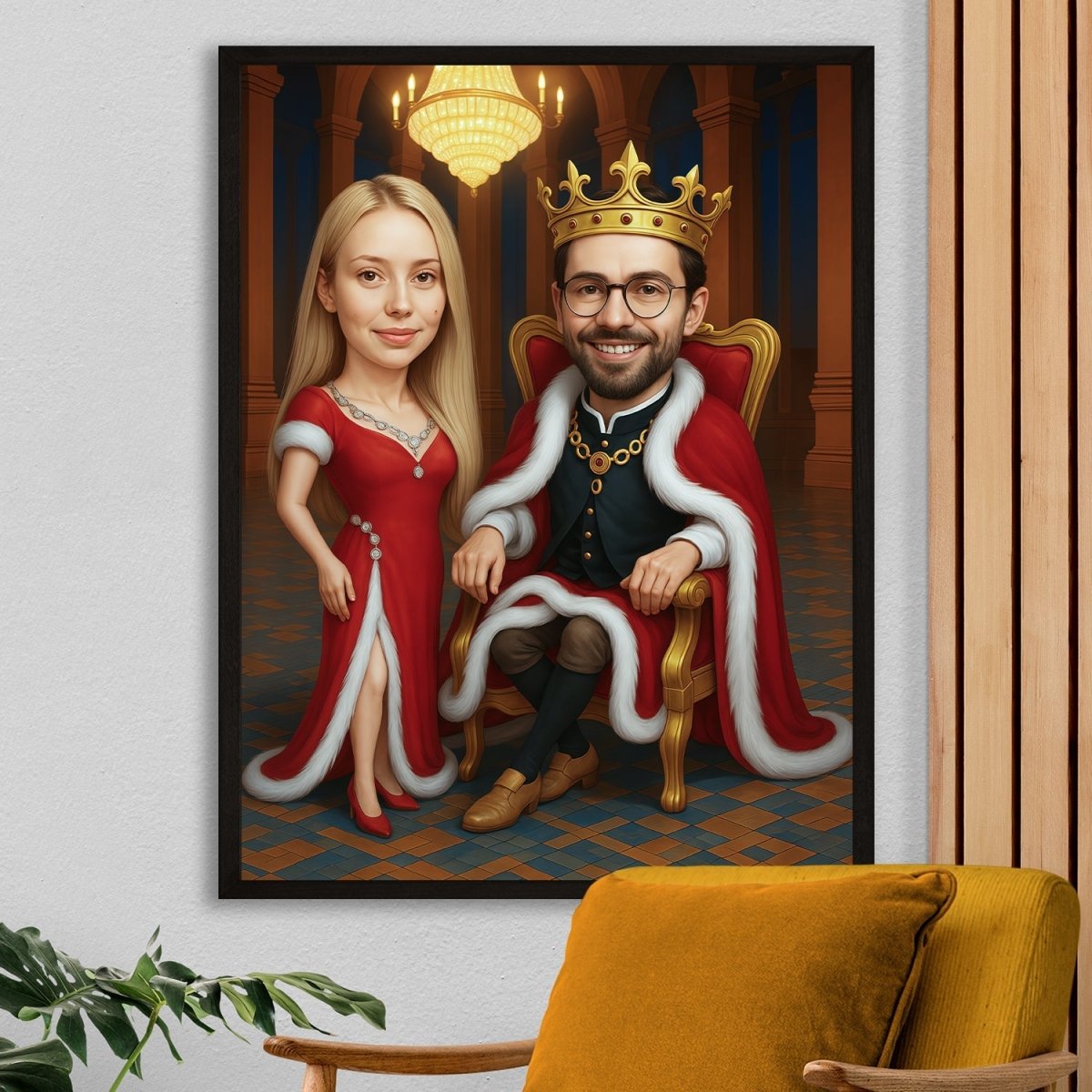 Image of Królewska karykatura zakochanych - plakat z Twojego zdjęcia - Wymaluj Prezent
