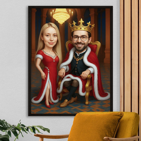 Królewska karykatura zakochanych - plakat z Twojego zdjęcia