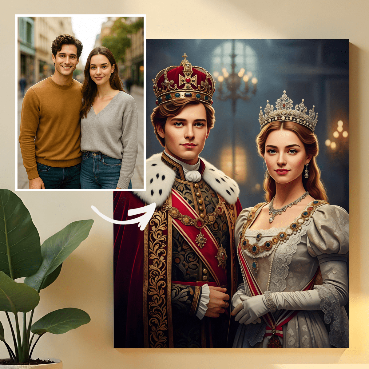 Image of Królewska para w dniu ślubu - obraz na płótnie z Twojego zdjęcia - Wymaluj Prezent