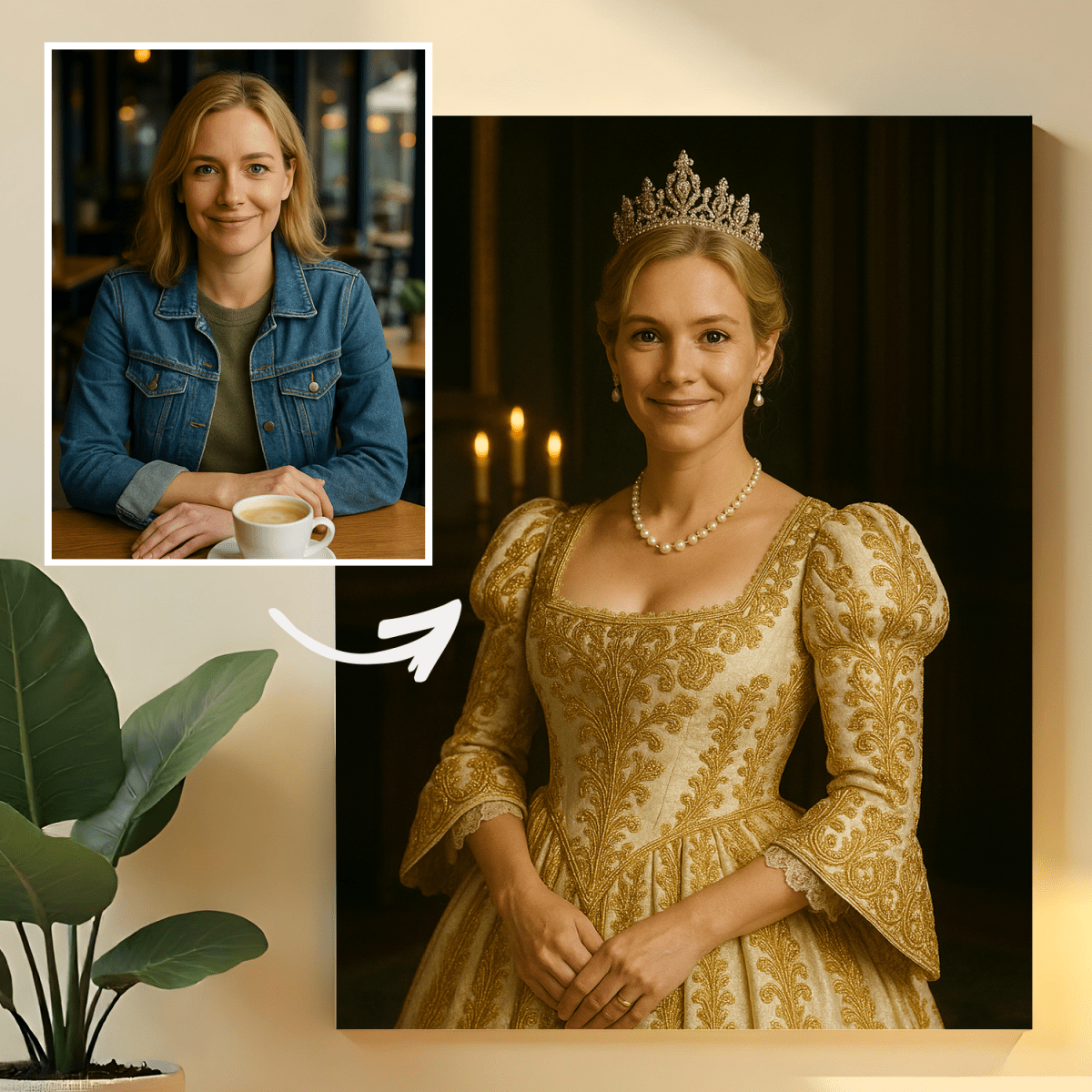 Image of Królewski portret kobiety - obraz na płótnie z Twojego zdjęcia - Wymaluj Prezent