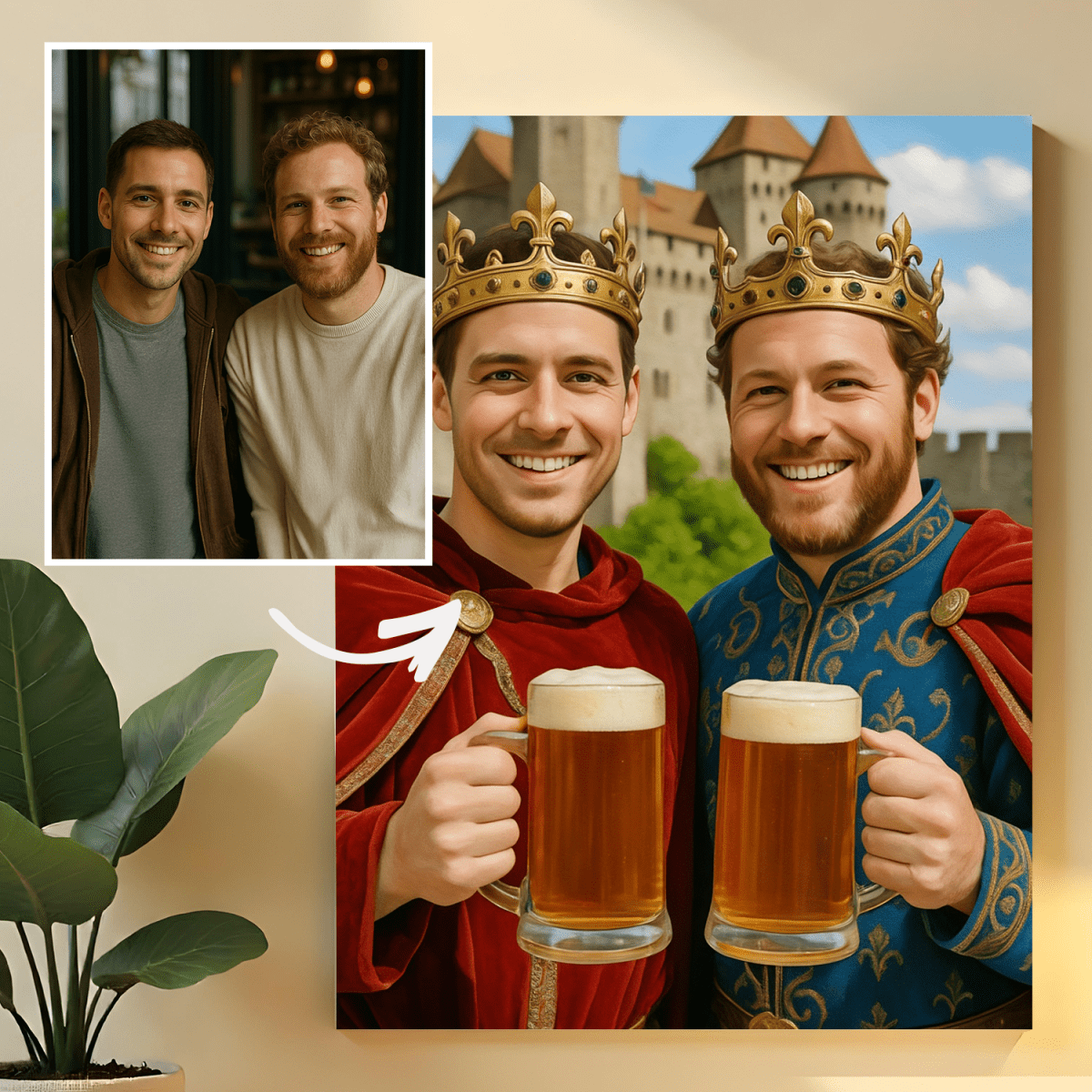 Image of Królewskie wyjście na piwo - obraz na płótnie z Twojego zdjęcia - Wymaluj Prezent