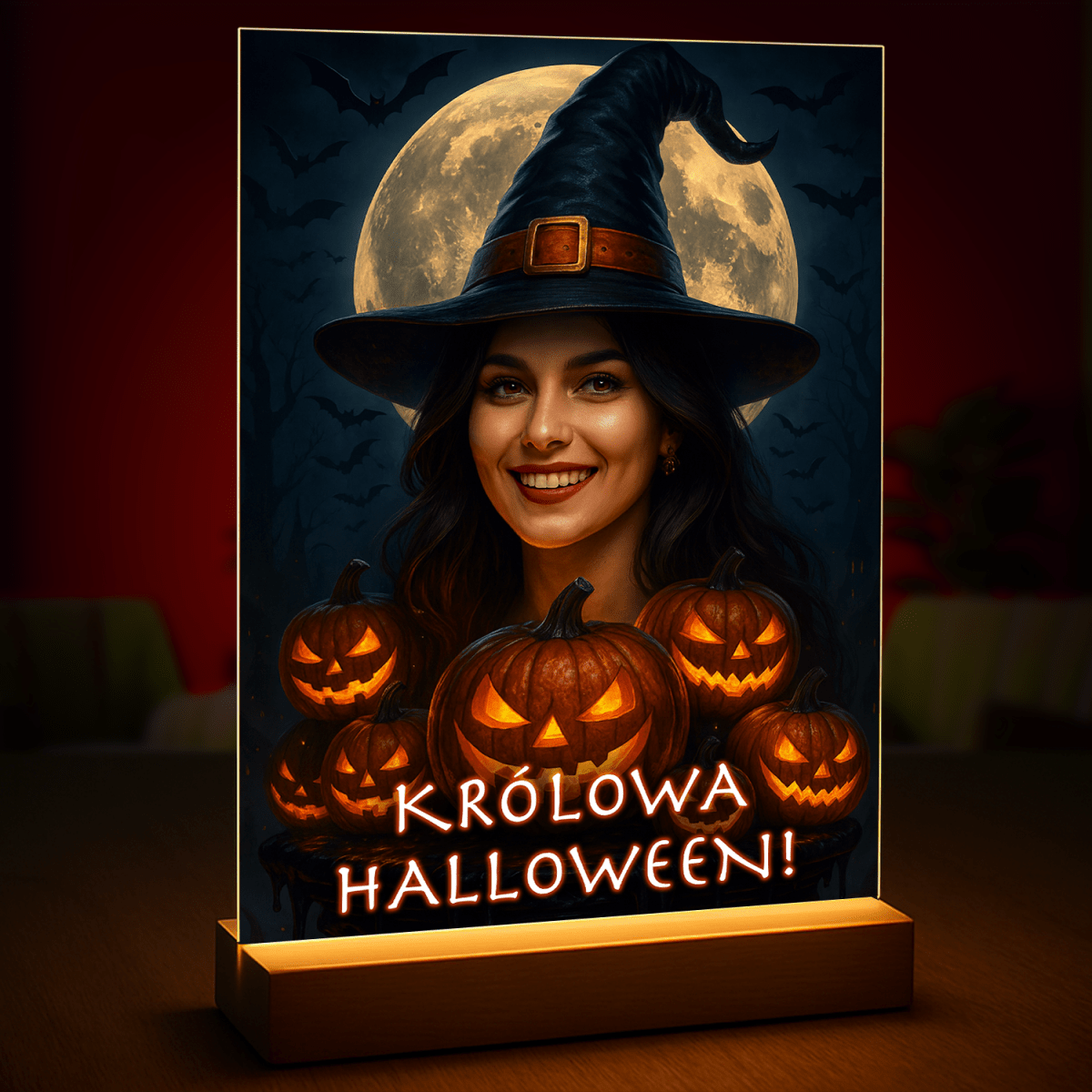 Królowa Halloween - druk na szkle, portret z Twojego zdjęcia - Wymaluj Prezent