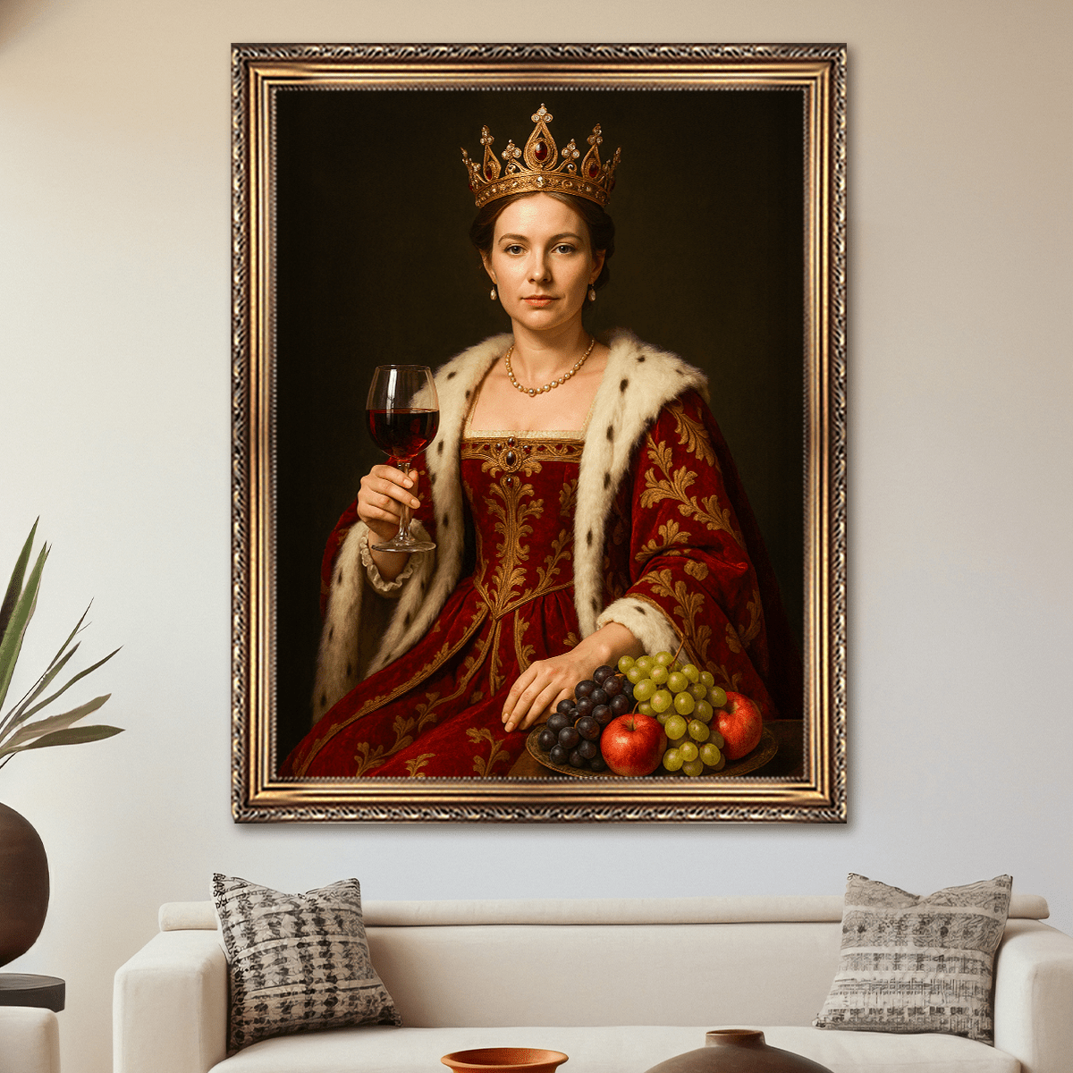 Image of Królowa z kieliszkiem wina - obraz na płótnie z Twojego zdjęcia - Wymaluj Prezent