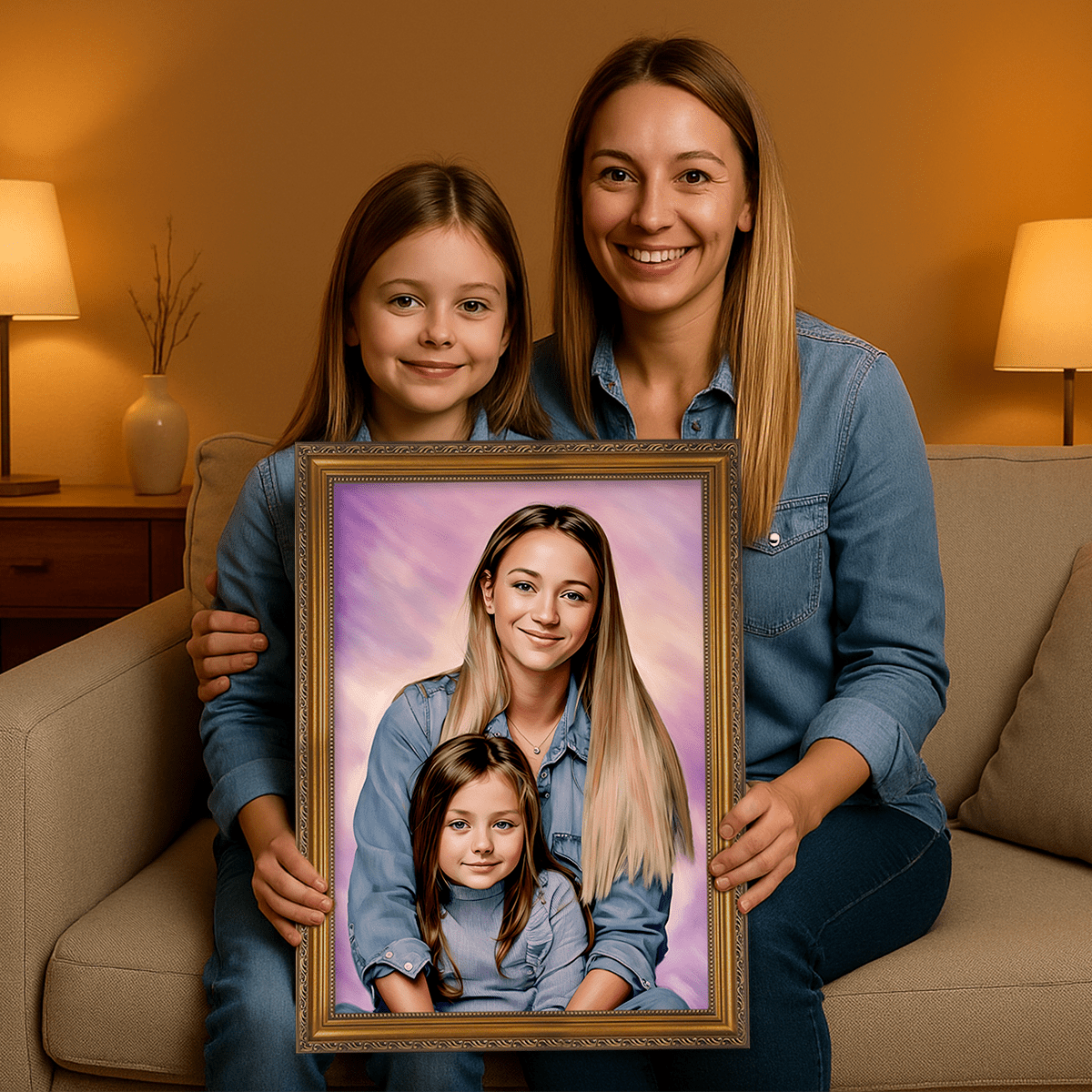 Mama i córka - obraz na płótnie z Twojego zdjęcia - Wymaluj Prezent