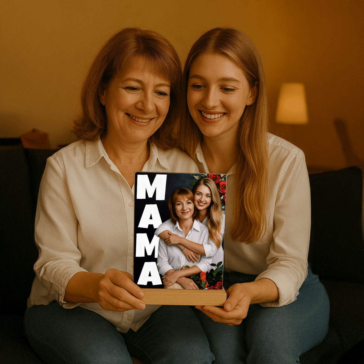 Mama z córką - druk na szkle, portret z Twojego zdjęcia - Wymaluj Prezent