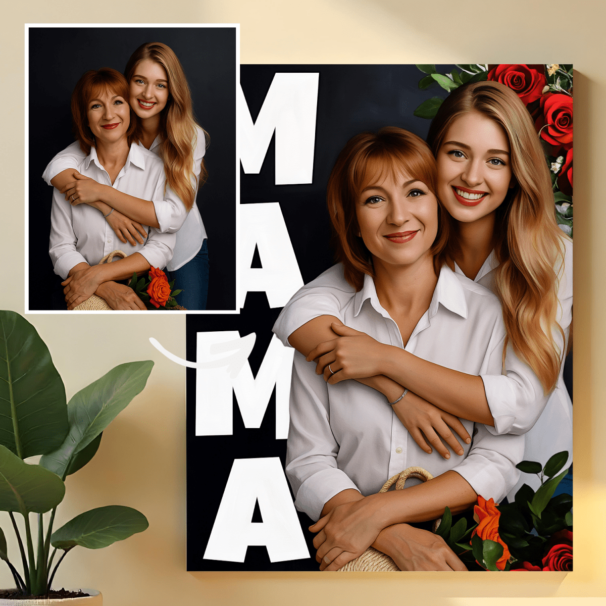 Mama z córką - druk na szkle, portret z Twojego zdjęcia - Wymaluj Prezent