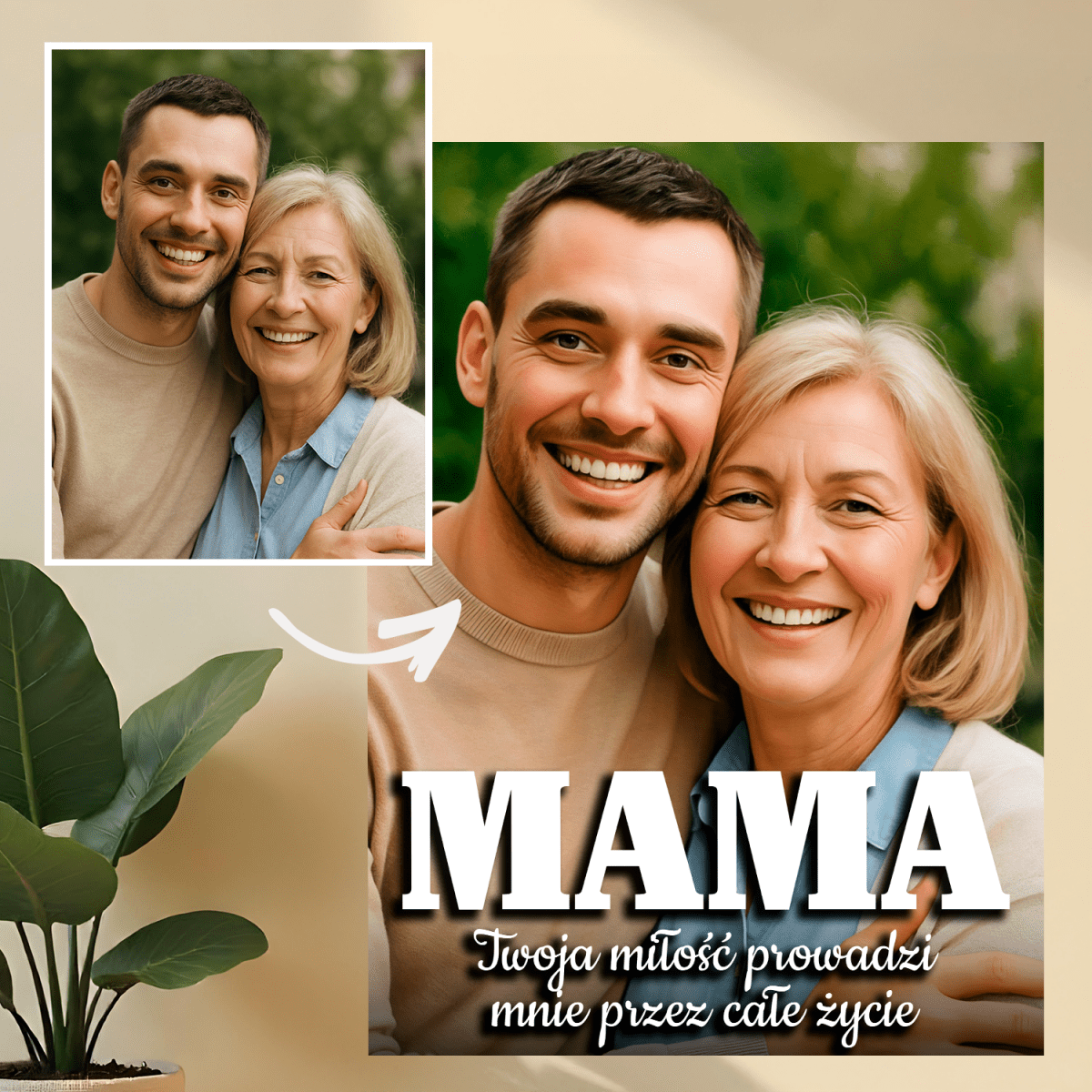 Image of Mama z synem - druk na szkle, portret z Twojego zdjęcia - Wymaluj Prezent