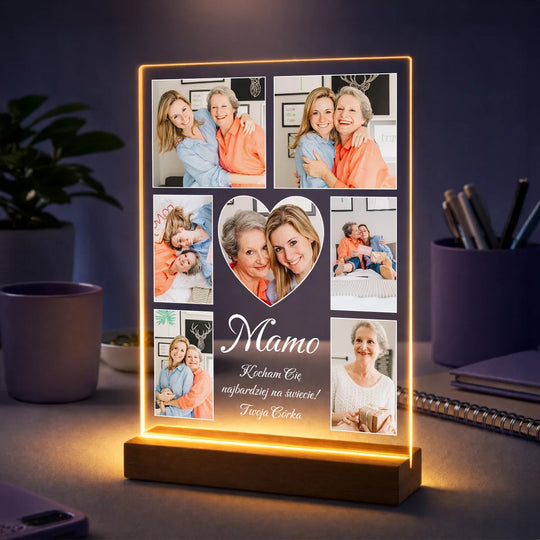 Pomysł na prezent dla mamy na Dzień Matki – kolaż na szkle z 7 zdjęć i Twojego tekstu
