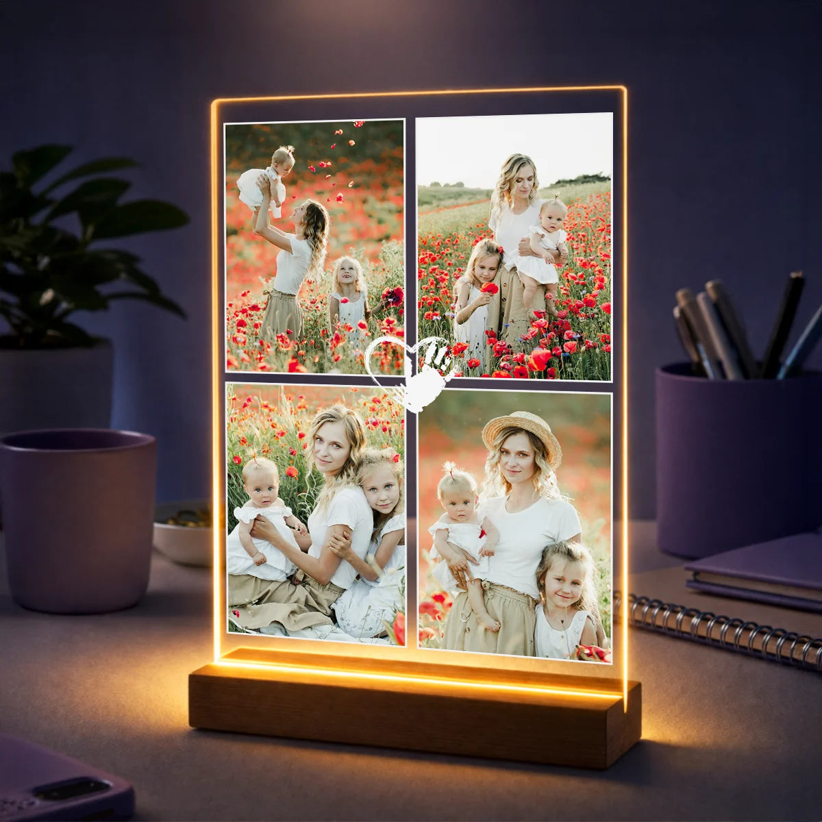 Prezent dla mamy na Dzień Matki – kolaż 4 zdjęć na szkle personalizowany
