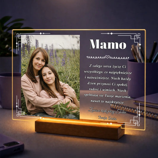 Oryginalny prezent dla mamy na Dzień Matki - zdjęcie na szkle z życzeniami od serca