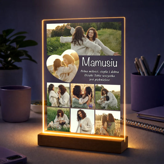 Oryginalny prezent dla mamy na urodziny - personalizowany kolaż na szkle galeria chwil