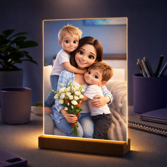 Prezent dla mamy na Dzień Matki – personalizowany portret ze zdjęcia na szkle w stylu bajkowym