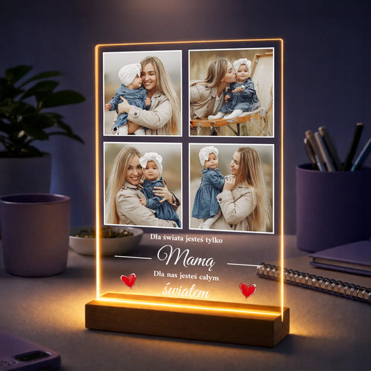 Oryginalny prezent dla mamy na Dzień Matki – kolaż zdjęć na szkle z tekstem od serca