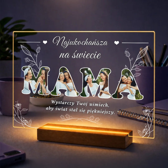Oryginalny prezent dla mamy na Dzień Matki – kolaż zdjęć na szkle Uśmiech mamy