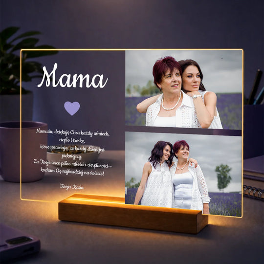 Pomysł na prezent dla mamy na Dzień Matki – kolaż na szkle 2 zdjęcia + podziękowania