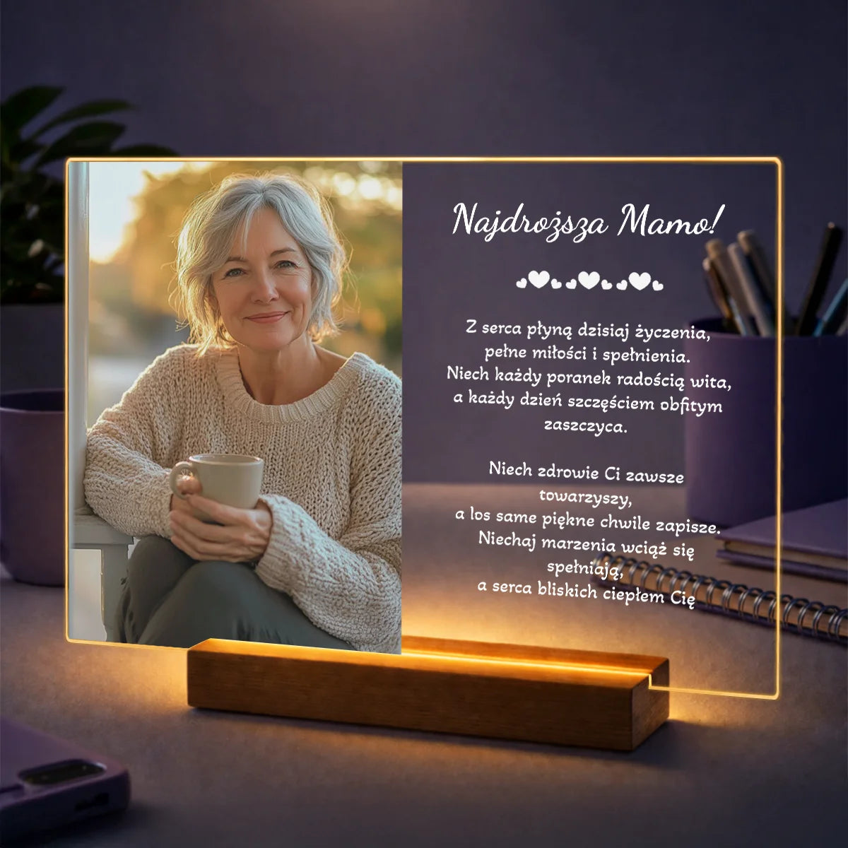 Oryginalny prezent na Dzień Matki dla mamy – zdjęcie na szkle z życzeniami prosto z serca