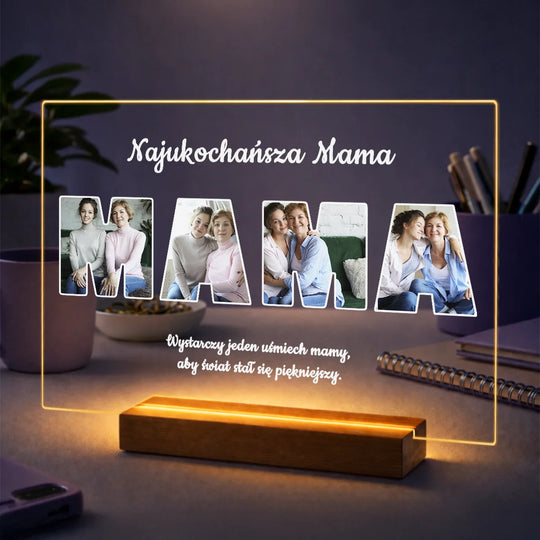 Pomysł na prezent dla mamy na Dzień Matki – kolaż na szkle w formie słowa MAMA