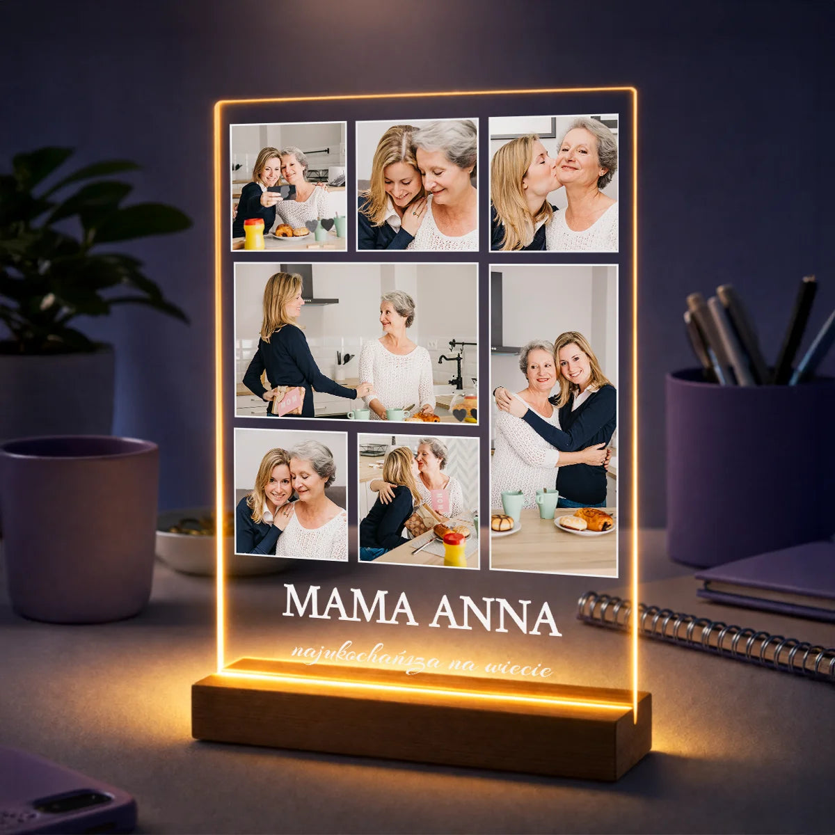 Pomysł na prezent dla mamy na Dzień Matki – kolaż 7 zdjęć na szkle personalizowany