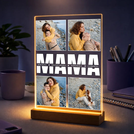 Prezent dla mamy na Dzień Matki – personalizowany kolaż z 4 zdjęć na szkle