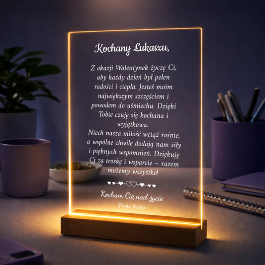 Prezent dla mężczyzny na Walentynki – personalizowany tekst na szkle List Miłosny