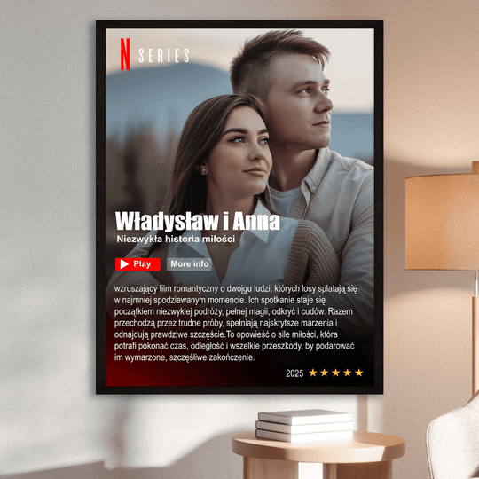 Miłość jak z romantycznego filmu - plakat z Twojego zdjęcia