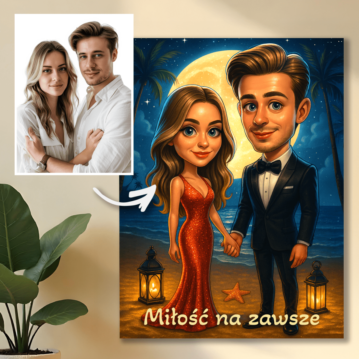 Image of Miłość na zawsze - druk na szkle, portret z Twojego zdjęcia - Wymaluj Prezent