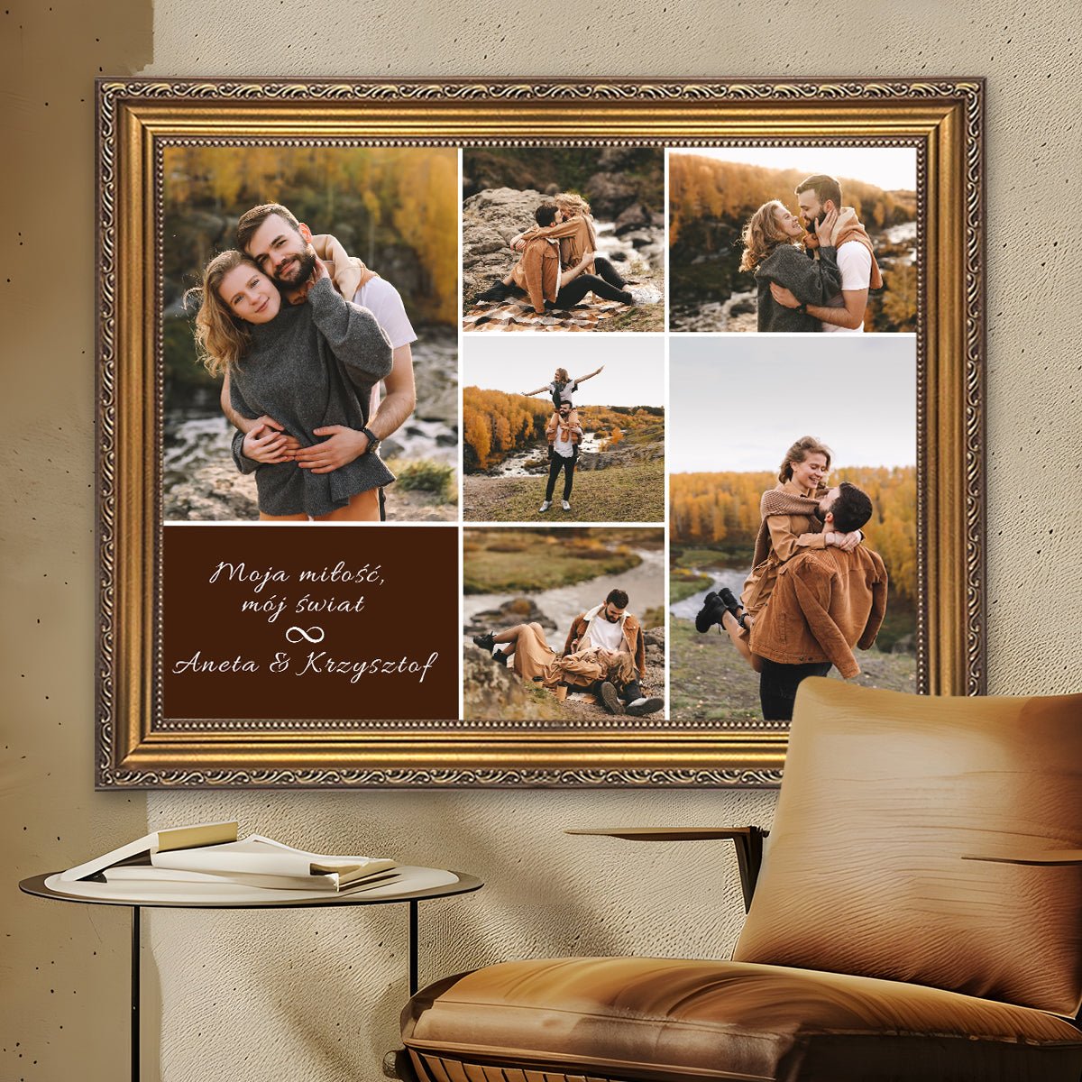 Moja miłość, mój świat - kolaż na płótnie z Twojego zdjęcia - Wymaluj Prezent