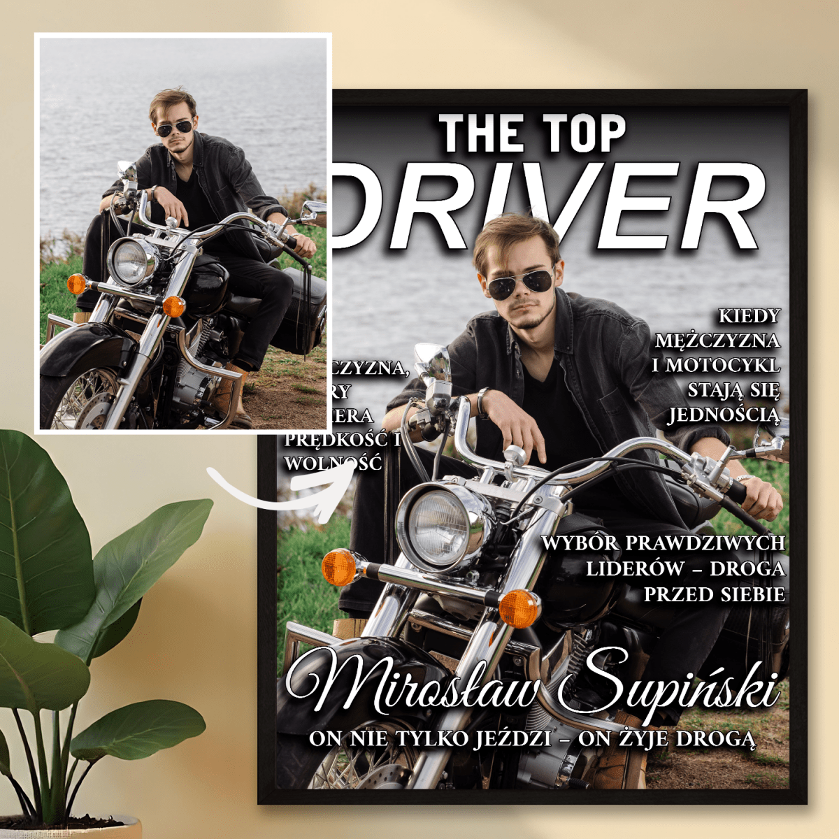 Motocyklista - plakat z Twojego zdjęcia - Wymaluj Prezent