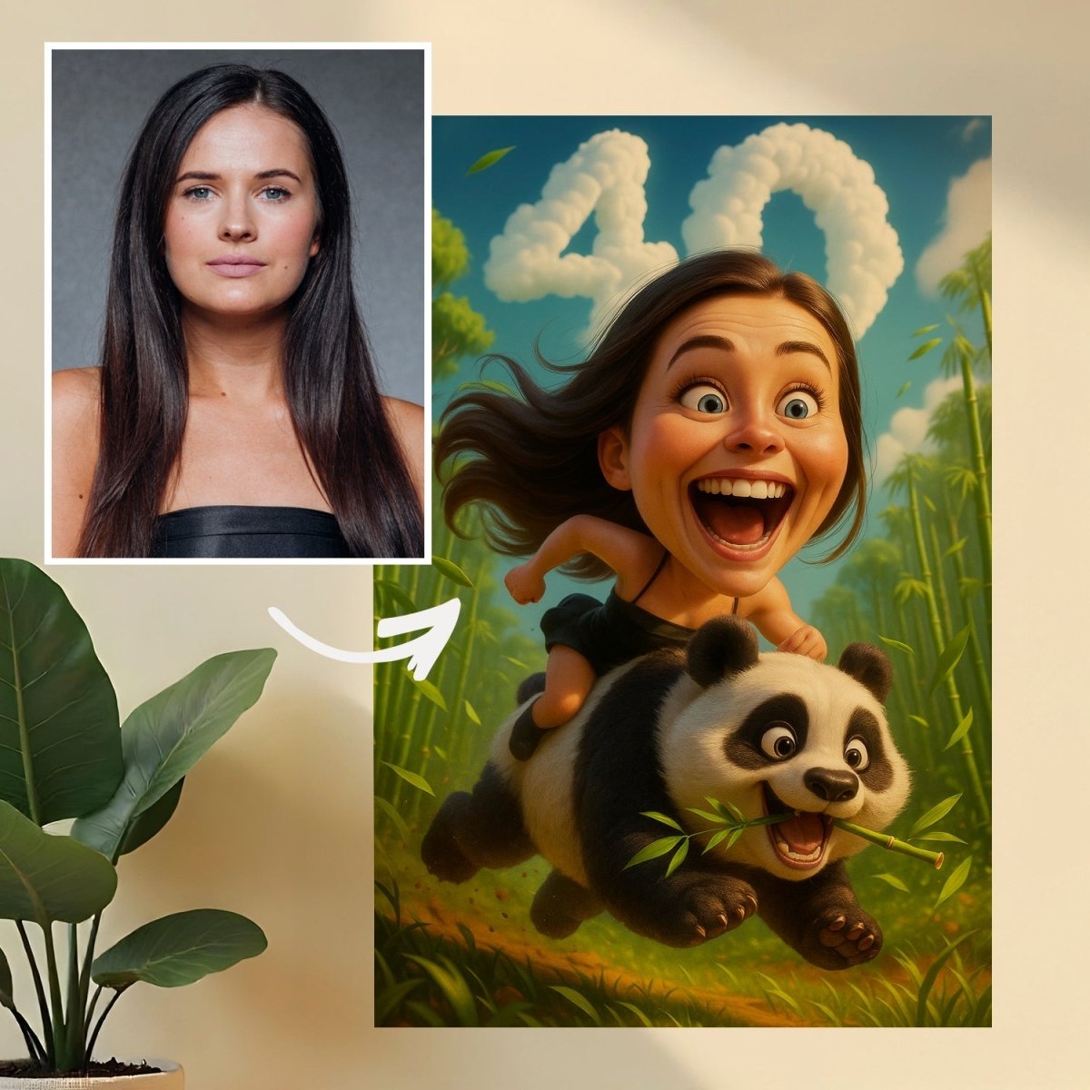 Image of Na grzbiecie pandy z okazji 40. - obraz na płótnie z Twojego zdjęcia - Wymaluj Prezent