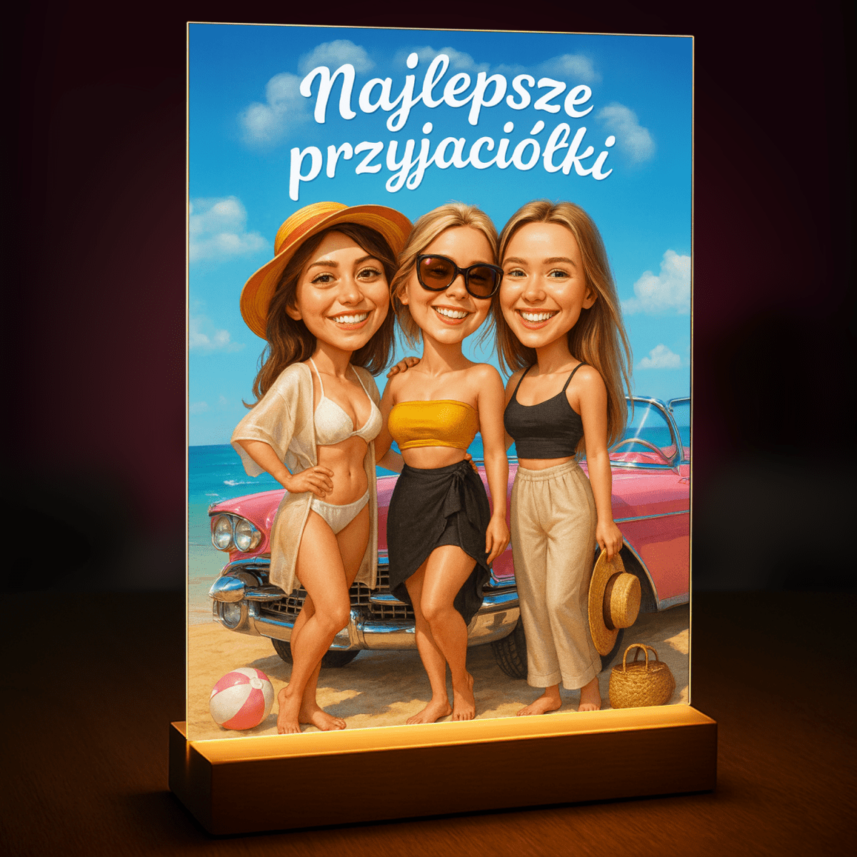 Najlepsze przyjaciółki w karykaturalnym stylu - druk na szkle, portret z Twojego zdjęcia - Wymaluj Prezent