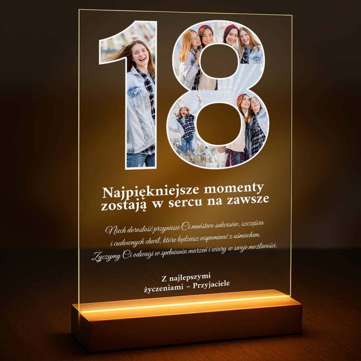 Najlepsze życzenia na 18 urodziny - druk na szkle z Twojego zdjęcia - Wymaluj Prezent