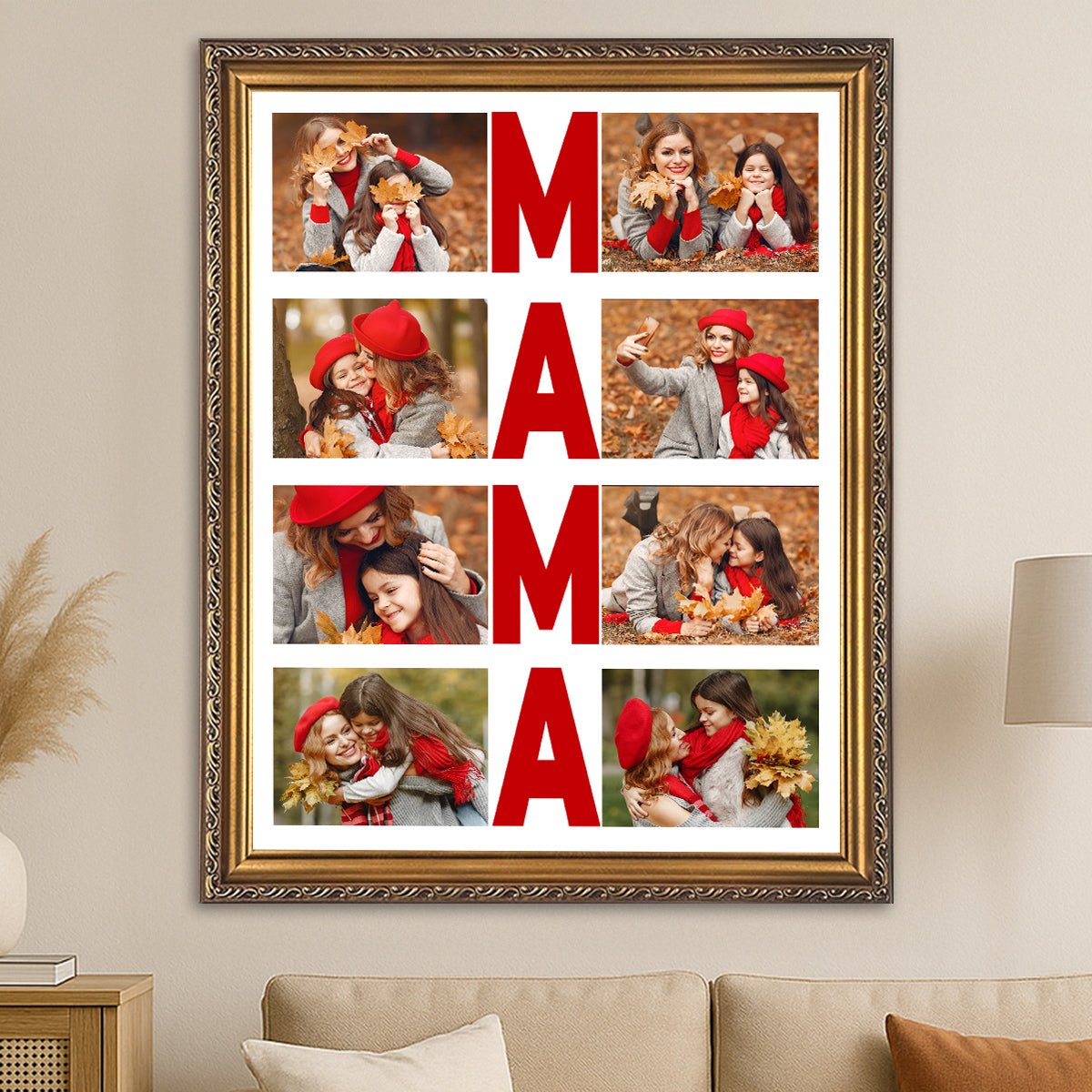 Image of Napis MAMA + 8 fotografii - obraz na płótnie, kolaż z Twoich zdjęć - Wymaluj Prezent