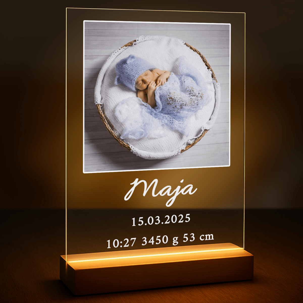 Narodziny córeczki - druk na szkle z Twojego zdjęcia - Wymaluj Prezent