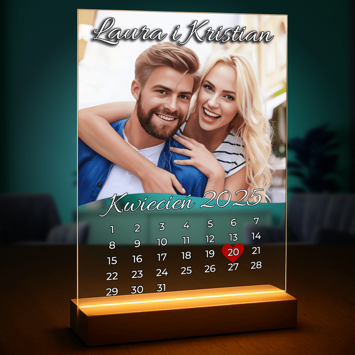 Image of Nasza data - druk na szkle, portret z Twojego zdjęcia - Wymaluj Prezent