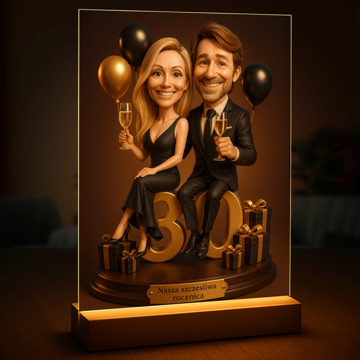 Nasza szczęśliwa rocznica - druk na szkle, portret z Twojego zdjęcia - Wymaluj Prezent