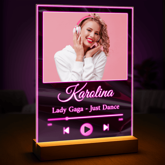 Neonowy projekt dla niej w stylu Spotify - druk na szkle z Twojego zdjęcia