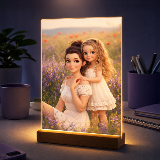 Prezent dla mamy na Dzień Mamy – portret ze zdjęcia na szkle w bajkowym stylu