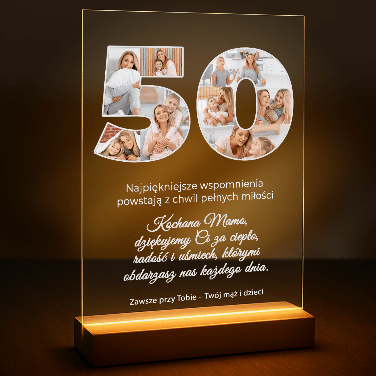 Image of Od rodziny na 50 urodziny - druk na szkle z Twojego zdjęcia - Wymaluj Prezent