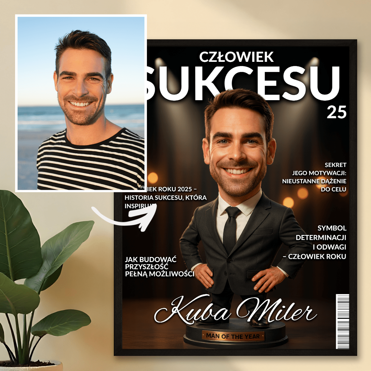 Okładka człowieka sukcesu - plakat z Twojego zdjęcia - Wymaluj Prezent