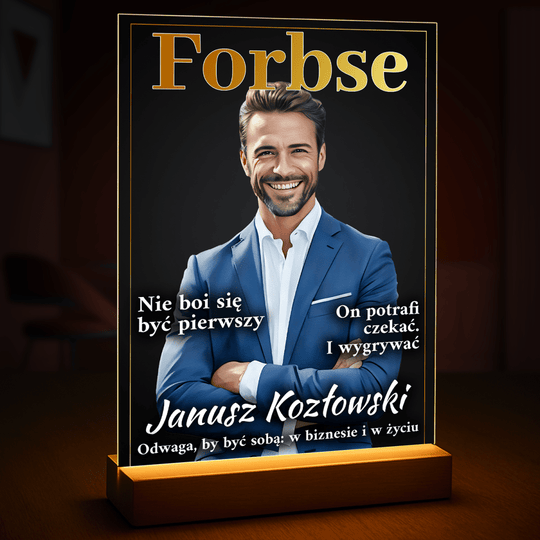 Okładka Forbse - druk na szkle, portret z Twojego zdjęcia