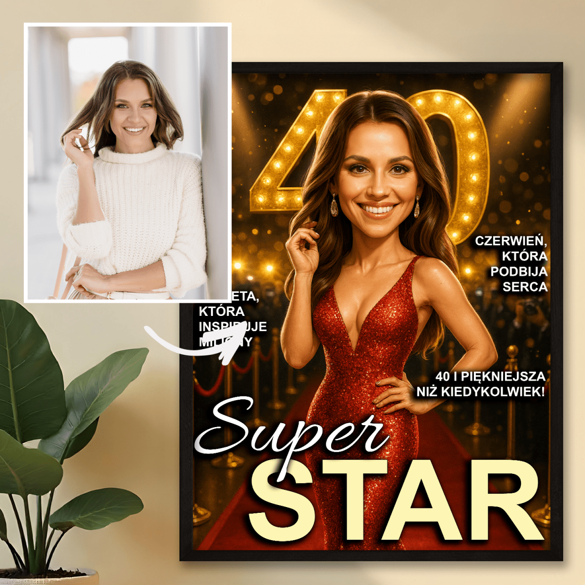 Okładka super gwiazdy na 40. - plakat z Twojego zdjęcia - Wymaluj Prezent