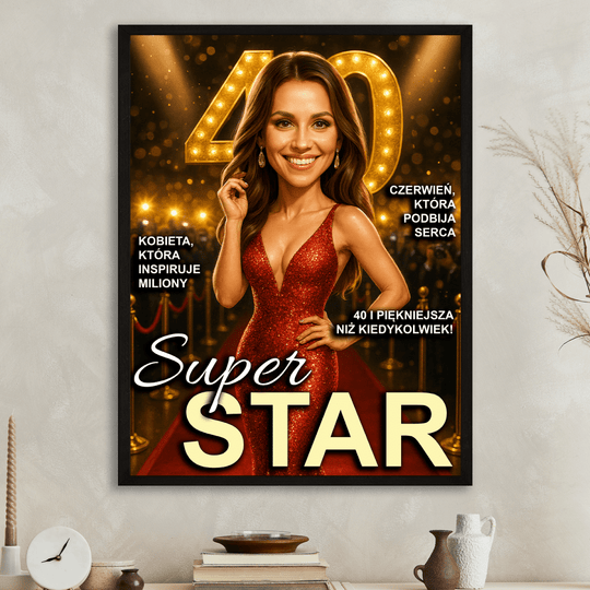 Okładka super gwiazdy na 40. - plakat z Twojego zdjęcia