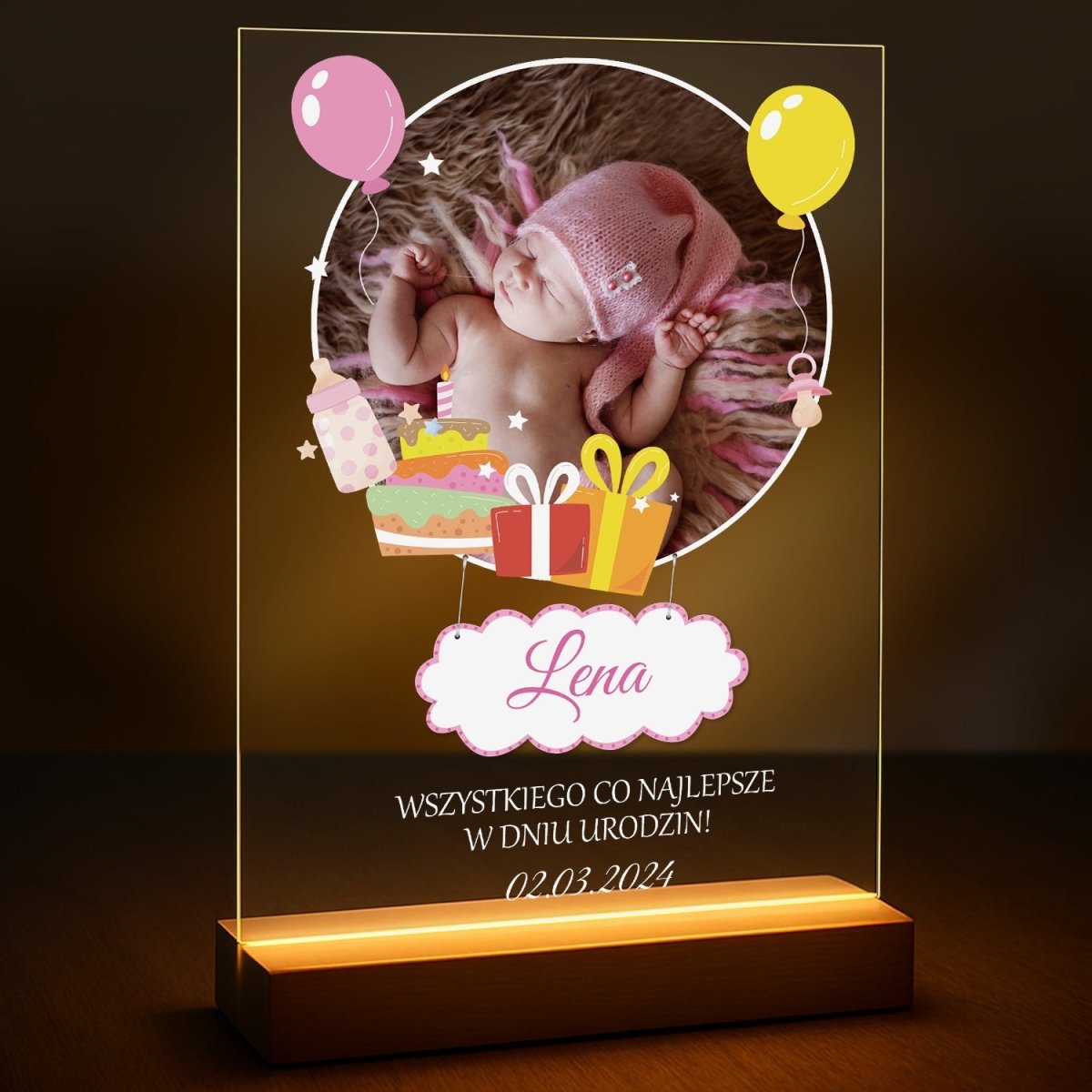 Image of Pamiątka z dnia urodzin - druk na szkle z Twojego zdjęcia - Wymaluj Prezent